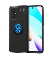 Xiaomi Redmi 10 Kılıf Zore Ravel Yüzüklü Silikon Kılıf (Siyah-Mavi)