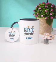Türkçe Öğretmeni Kupa Bardak ve Anahtarlık (Siyah)