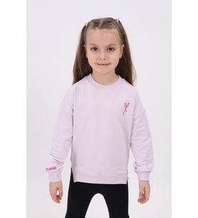 Toontoy Kız Çocuk Nakışlı Sweatshirt (Açık Lila)