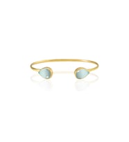 Kadir Jewellery 22 Ayar Altın Kaplama El İşçiliği Zirkon Taşlı Kadın Charm Bileklik (Açık Mavi)