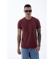 Erkek Basic Regular Fit Normal Kesim %100 Pamuk T-shirt (Bordo)