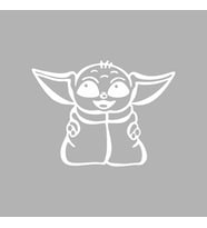 Baby Yoda Araba Stickeri siyah 16x12 CM (Beyaz)