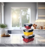 3'lü Master Dikdörtgen Saklama Kabı (400 ml - 800 ml - 1400 ml) (Antrasit)