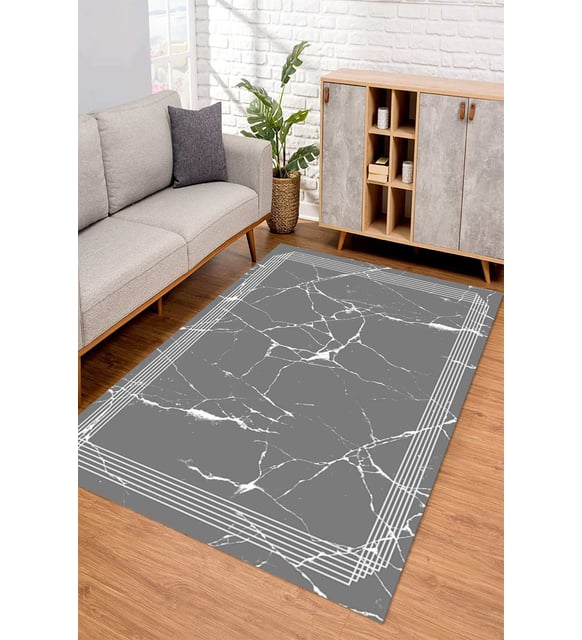 Dijital Kaymaz Taban Yıkanabilir Renkli Salon Halısı Mutfak Halısı Yolluk ND-SD-1089 (Gri)