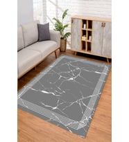 Dijital Kaymaz Taban Yıkanabilir Renkli Salon Halısı Mutfak Halısı Yolluk ND-SD-1089 (Gri)