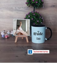 Bride Fotoğraflı Dekoratif Taş, Kupa Bardak Beyaz Hediye (Model 11)