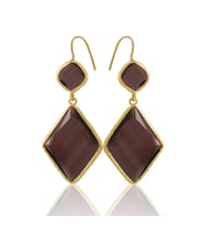 Kadir Jewellery 22 Ayar Altın Kaplama Kadın Sallantılı Küpe -El İşçiliği Ve Hipoalerjenik Küpe (Bordo)