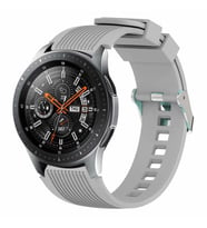Samsung Galaxy Watch Gear S3 / 46mm / 3 45mm Kordon Çizgili Silikon Kordon (Gri)