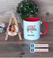 Fizik Öğretmeni Kupa Bardak Beyaz ve Fotoğraflı Ahşap Anahtarlık Hediye (Model 2)
