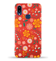PrinfiFy Samsung Galaxy A10s Uyumlu Lansman Kılıf Çiçek Tasarımlı İçi Kadife Kapak (Kırmızı)