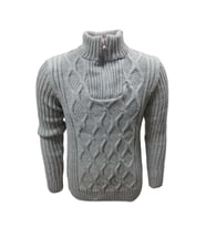 Ce-Ce C3179 Erkek Regular Fit Pamuklu Yarım Fermuarlı Dik Yaka Kazak Erkek - C3179 - Açık Gri - ST00265-Açık Gri-M (Gri)