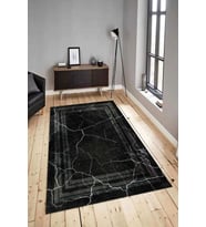 Dijital Baskılı Yıkanabilir Kaymaz Modern Renkli Salon Halısı Mutfak Halısı Yolluk ND-HY-1332 (Antrasit)