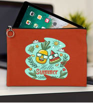 BK Gİft Yaz Temalı-1 Tablet Çantası 30x21cm(12 Renk Seçeneği), Ipad Çantası, Baskılı Tablet Kılıfı (Kiremit)