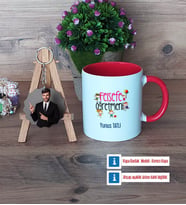 Felsefe Öğretmeni Kupa Bardak Beyaz ve Fotoğraflı Ahşap Anahtarlık Hediye (Model 2)