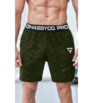 Ghassy Co. Erkek Runnig Pro Elastik Bel Nefes Alabilen Koşu Fitness Spor Şortu (Haki)