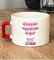 Kişiye Özel Aslan Başak Burcu Hediye Lüks Fincan Doğum Günü Hediyesi (Kırmızı)