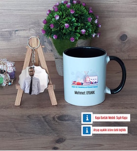 Fen ve Teknoloji Öğretmeni Kupa Bardak Beyaz ve Fotoğraflı Ahşap Anahtarlık Hediye (Model 11)