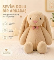 Uzun Kulak Uyku Arkadaşım Bunny Peluş Tavşan 65 cm - Çocuğunuzun Uyku Arkadaşı (Bej)