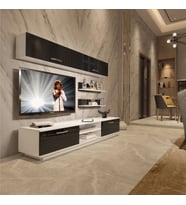 Decoraktiv Eko 5B Mdf Dvd Tv Ünitesi Tv Sehpası - Parlak Beyaz (Siyah - Beyaz)