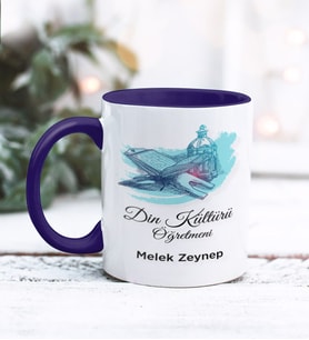 Din Kültürü Öğretmeni Tasarımlı Kişiye Özel Kupa Bardak (Lacivert)