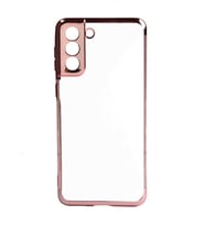 Galaxy S21 Plus Kılıf Zore Dört Köşeli Lazer Silikon Kılıf (Rose)
