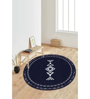 Dijital Baskılı Kaymaz Taban Yıkanabilir Yuvarlak Salon Halısı Koridor Halısı Paspas NDY-SD-1045 (Lacivert)