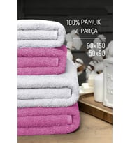 4 lü Banyo Havlusu Takımı Soft Büyük Havlulu Pamuklu Havlu Seti 90X150 Cm Beyaz (Pembe)
