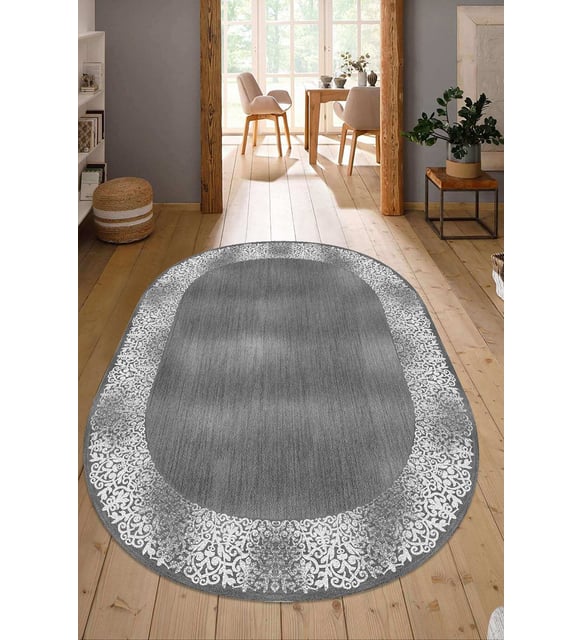 Dijital Baskılı Kaymaz Taban Yıkanabilir Oval Salon Halısı Mutfak Halısı Yolluk NDO-HK-74 (Çok Renkli)
