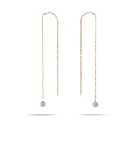 Kadın Gümüş Zirkon Taşlı 8,5 Cm Zincirli Küpe Dgn20938 (Rose)