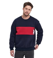 Adams Erkek 3 İplik Oversize Sweatshirt (Lacivert - Kırmızı) (Lacivert-Kırmızı)