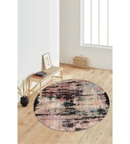 Dijital Baskılı Kaymaz Taban Yıkanabilir Yuvarlak Salon Halısı Koridor Halısı Paspas NDY-HT-133 (Siyah)