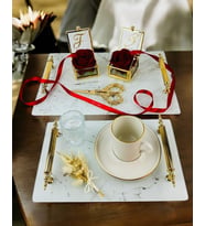 Soulmate Beyaz Desenli Söz Tepsisi ve Nişan Tepsisi (Beyaz)