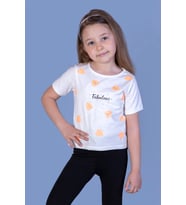 Toontoy Kız Çocuk Yaprak Desenli Fabulous Baskılı Tişört (Ekru)