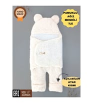 BEBEK DIŞ KUNDAK BATTANİYESİ WELSOFT EKSTRA UZUN KIŞLIK PELUŞ AYAKLARI AÇILABİLEN UYKU TULUMU 0-12ay (Ekru)