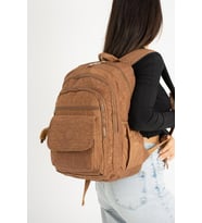 571 Collection Klinkır Kumaş Lise Üniversite Çantası 45*30 Cm Çok Cepli  (Taba)