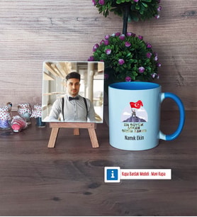Askere Hediye Fotoğraflı Dekoratif Taş, Kupa Bardak Beyaz Hediye (Model 4)