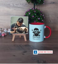 Erkek Kuaförü Fotoğraflı Dekoratif Taş, Kupa Bardak Beyaz Hediye (Model 2)