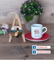 Anneye Hediye Türk Kahvesi Fincanı Ahşap Altlıklı ve Fotoğraflı Ahşap Anahtarlık Hediye (Model 3)