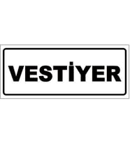 VESTİYER YAZILI YÖNLENDİRME LEVHASI (Beyaz)