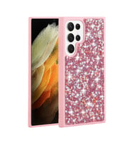Galaxy S23 Ultra Kılıf Parlak Taşlı Tasarım Zore Linea Kılıf (Pembe)