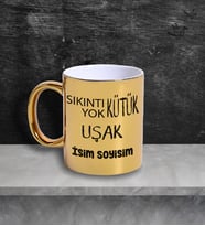 Uşak Temalı Kişiye Özel İsim ve/veya Fotoğraflı Kupa Bardak No:X025-064 (Gold)