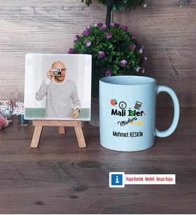Mali İşler Müdürü Fotoğraflı Dekoratif Taş, Kupa Bardak Beyaz Hediye (Model 1)