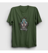 Presmono Unisex Sarı Nature Heilung T-Shirt 408763tt (Haki)