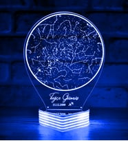 Kişiye Özel Burç Simgeli Gökyüzü Haritası, 3D LED Lamba (Mavi)