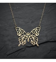 Kişiye Özel 925 Ayar Gümüş Origami Kelebek Kolye (Gold)