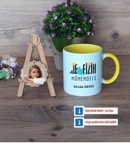 Jeofizik Mühendisi Kupa Bardak Beyaz ve Fotoğraflı Ahşap Anahtarlık Hediye (Model 7)
