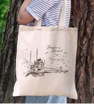 BK Gift İstanbul Tasarımlı Kanvas Bez Çanta, Baskılı Omuz Çantası, Alışveriş Çantası, Plaj Çantası, Arkadaşa Hediye (Model 2)