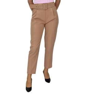 Kadın Kemerli Bilek Pantolon BGL-ST03690 (Camel)
