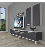 Decoraktiv Eko 5220d Mdf Retro Tv Ünitesi Tv Sehpası (Beyaz - Antrasit)