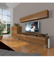 Decoraktiv Ekoflex 6y Mdf Krom Ayaklı Tv Ünitesi Tv Sehpası (Ceviz)